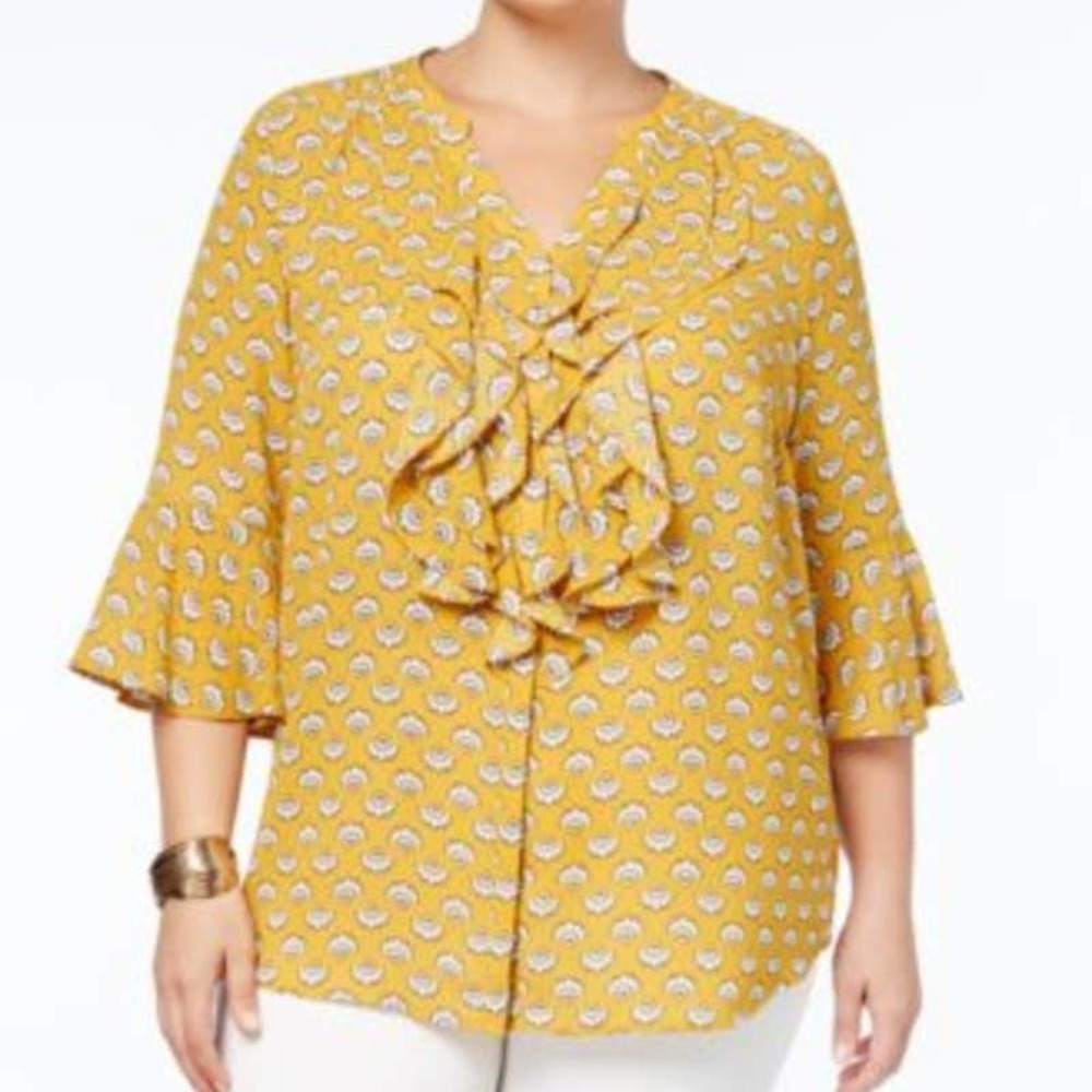 Charter Club ShirtSz 1X  Ruffle Yellow